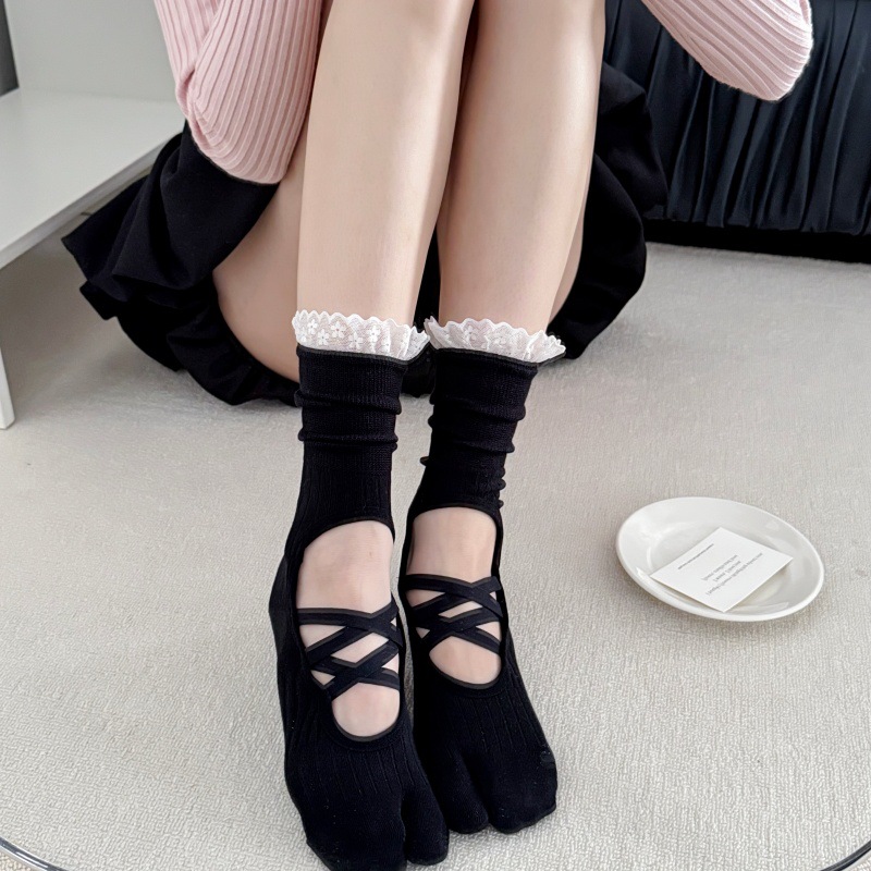 Lace Trim Split Toe Yoga Socks - огляд і ціна Toe Sock Split